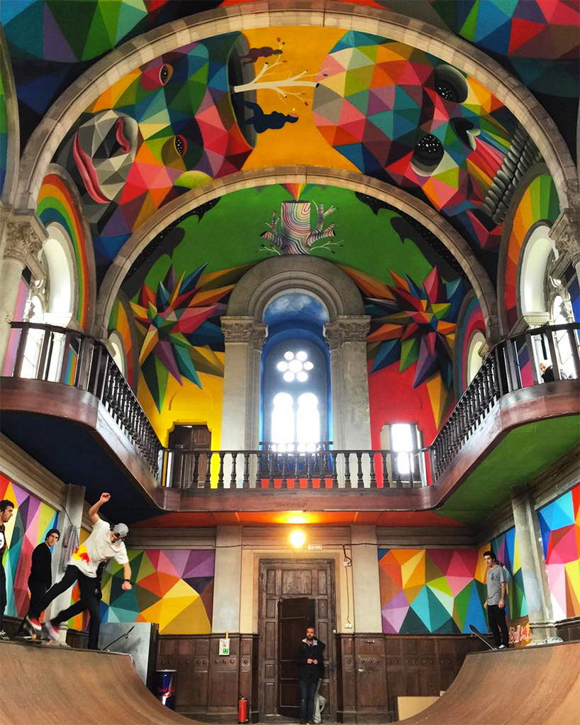 Скейт-парк в заброшенной церкви от художника Okuda San Miguel