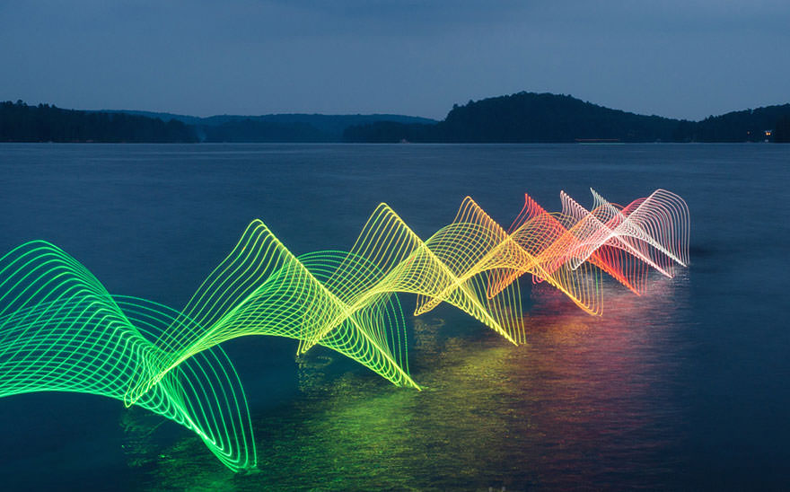 Rainbow Coloured LED Lines from Motion Exposure Series