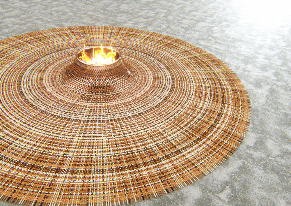 Domestic Gathering Carpet Tapis with Copper and Leather